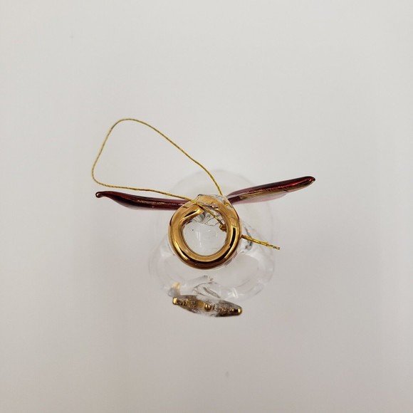 Vintage Glass Angel Ornament Clear Iridescent Body Red & Gold Wings 2.5" - Picture 11 of 12